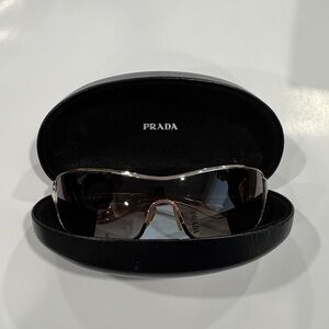 Prada Black and Silver Sunglasses with Case